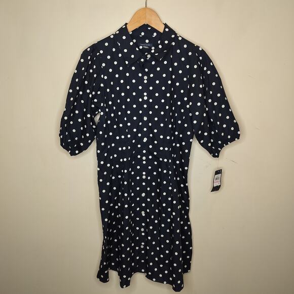 Tommy Hilfiger Polka Dot Shirt Dress Balloon Sleeve - Picture 2 of 9